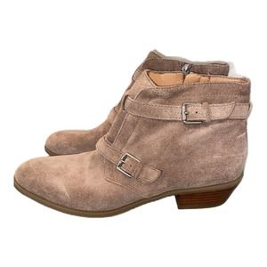 Franco Sarto Rynn Ankle Bootie Suede Low Heel  Chestnut Size 9.5 M